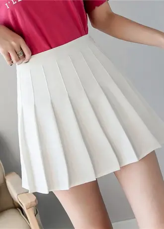 White Pleated Mini skirt