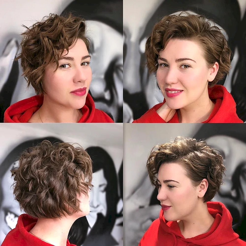With Elongated Temples curly Pixie Cut