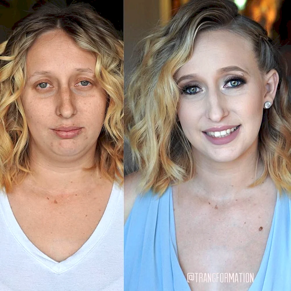 Woman before and after Makeup