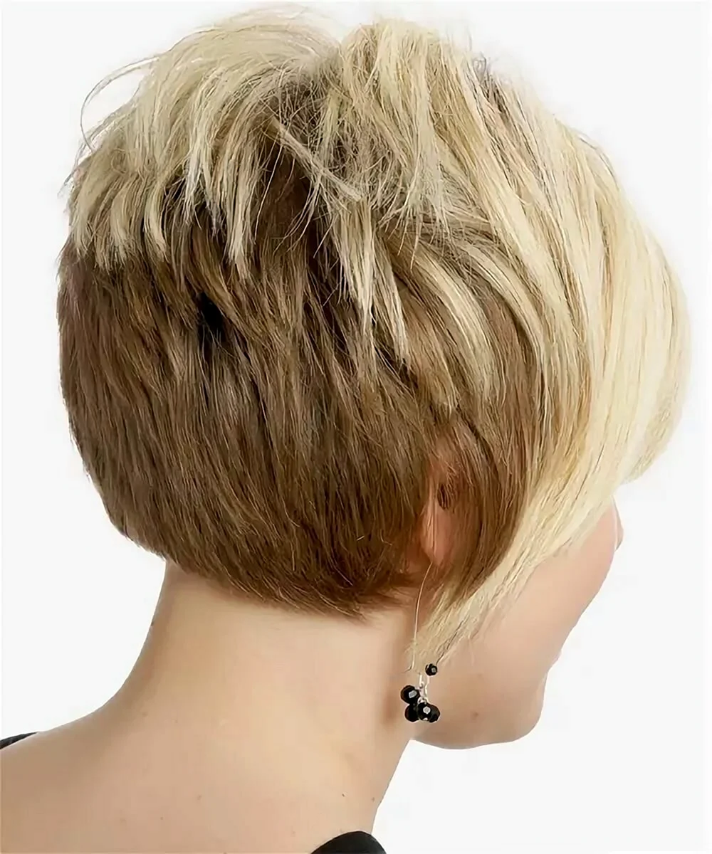 Woman short hair Side view