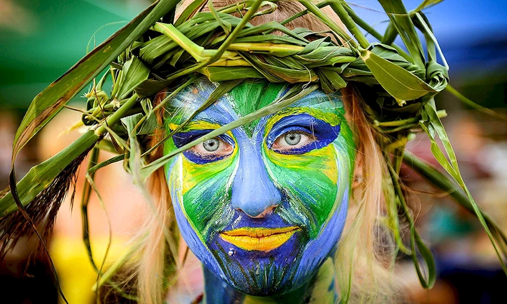 Woman with painted face