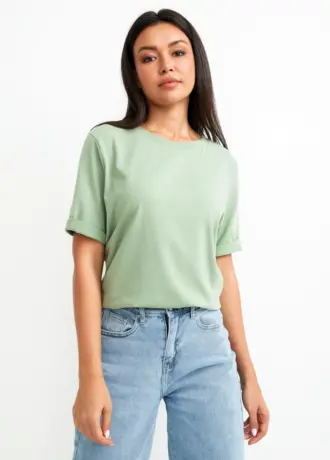 Базовая футболка женская бледно-зеленая