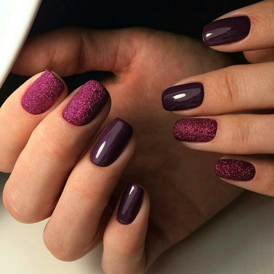 Бордовые фиолетовые ногти