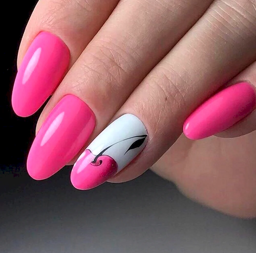 Ярко розовые ногти