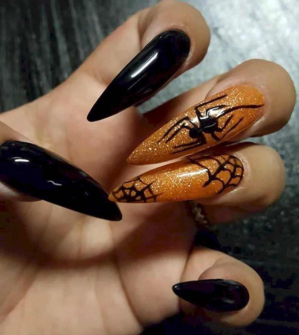 Маникюр на Хэллоуин на длинные ногти