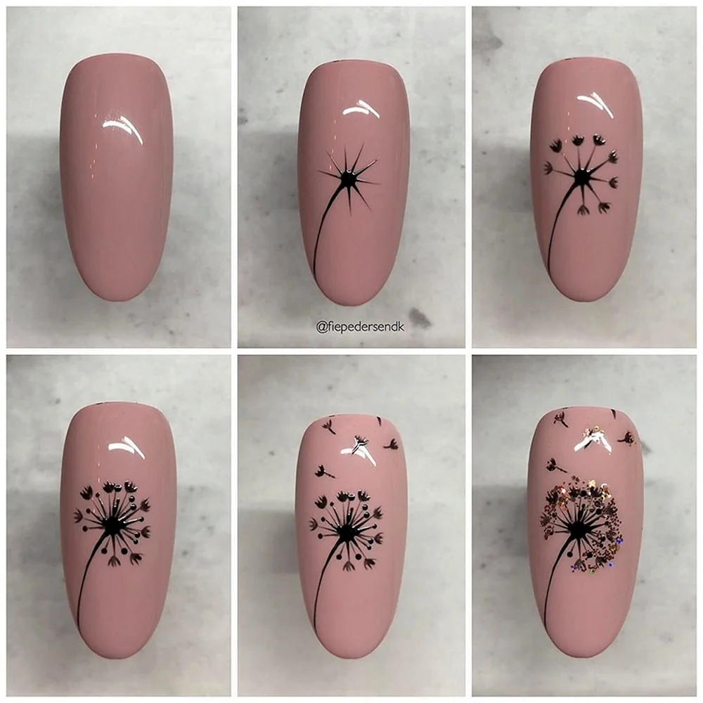 Несложные цветы на ногтях