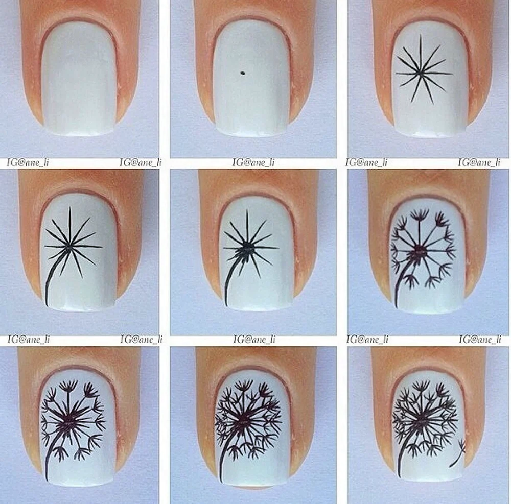 Простые цветочки на ногтях для начинающих
