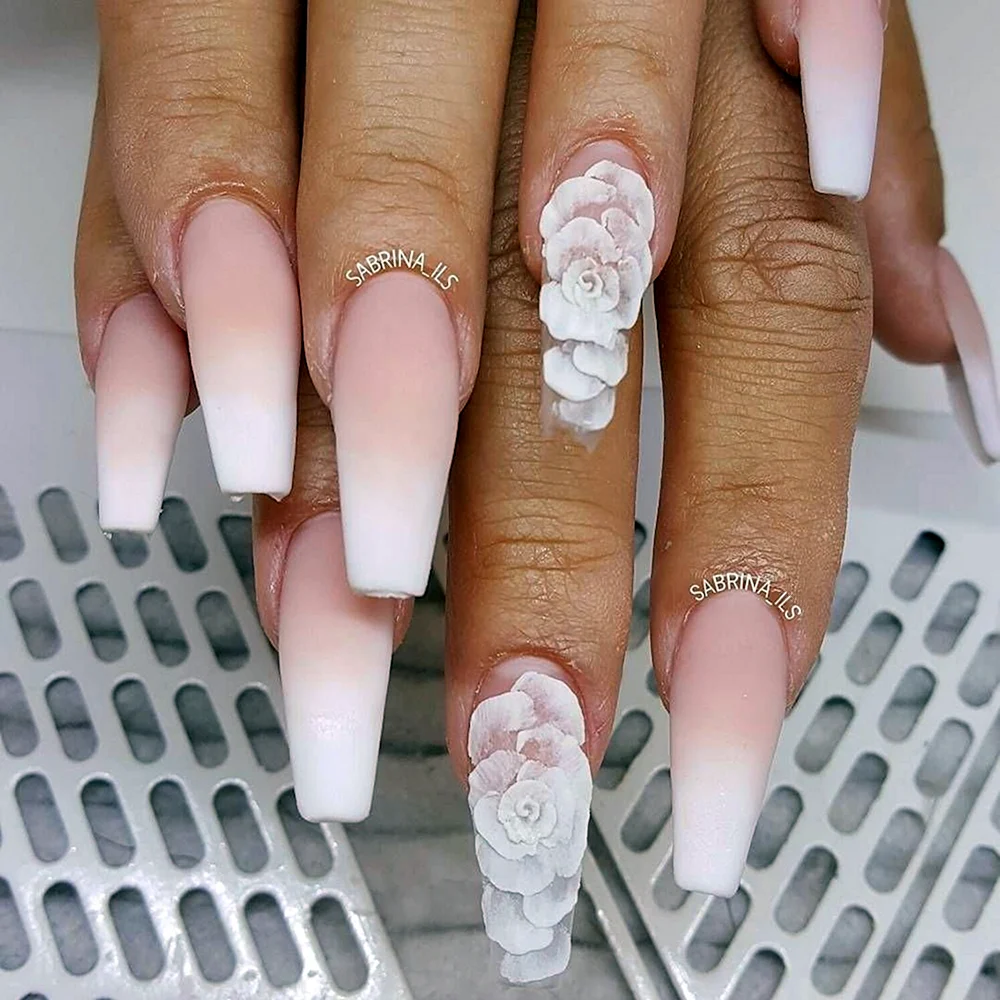 Свадебные ногти длинные